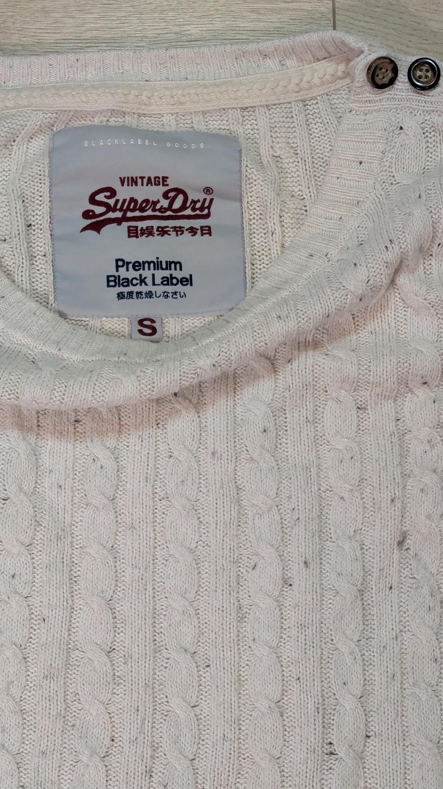 Superdry Women's Cable Knit Sweatshirt Jumper - White - Size Small