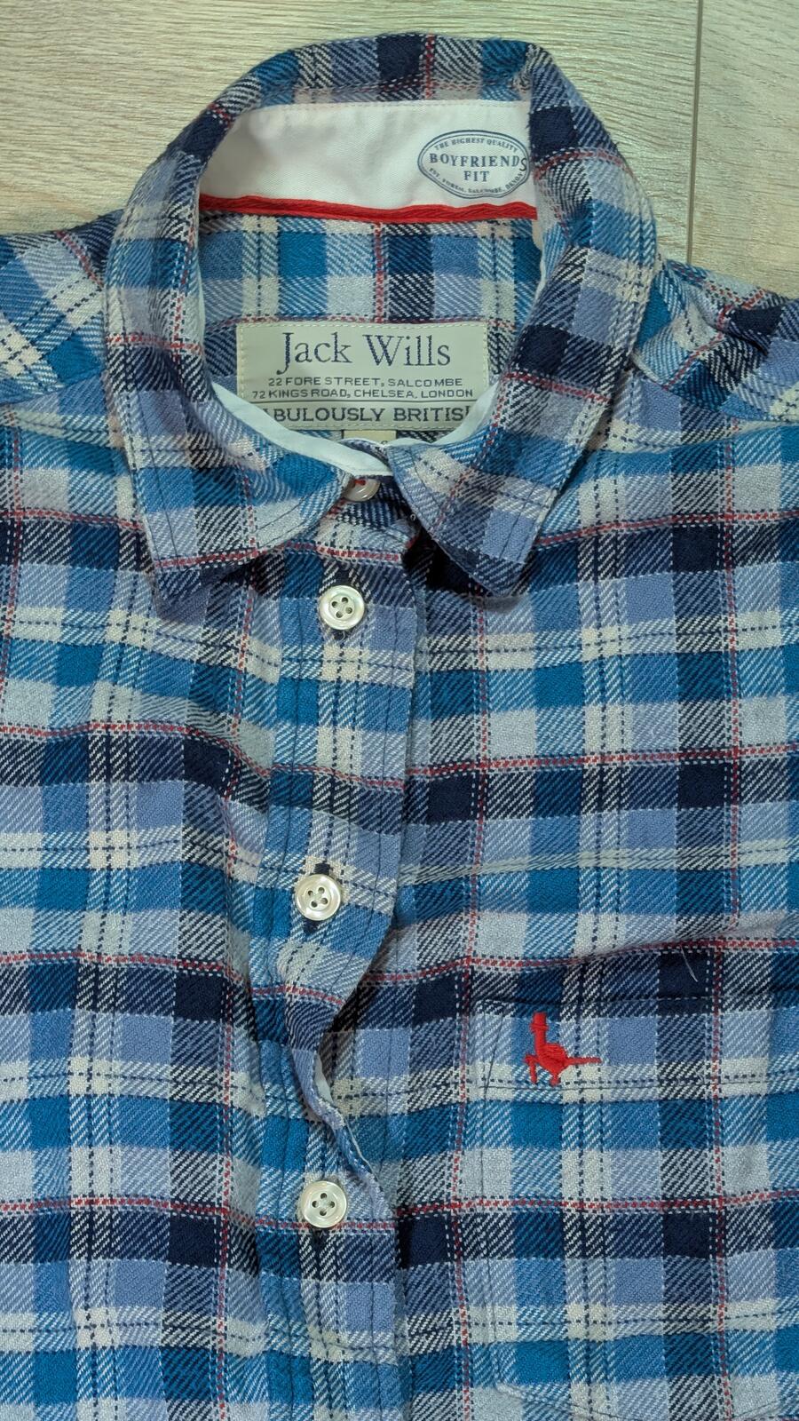Jack Wills Women's Boyfriend Fit Check Shirt - Blue - Size 8