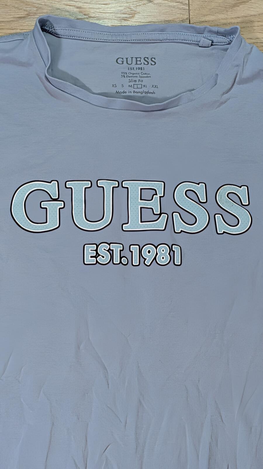 Guess Men's Slim Fit T Shirt - Blue - Size Large