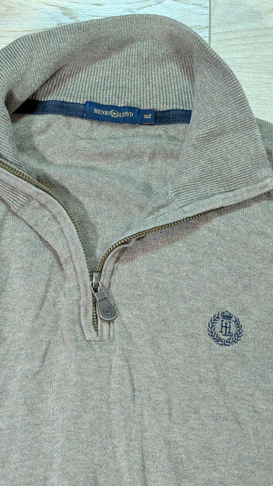 Henri Lloyd Men's 1/4 Zip Jumper - Brown - Size XL