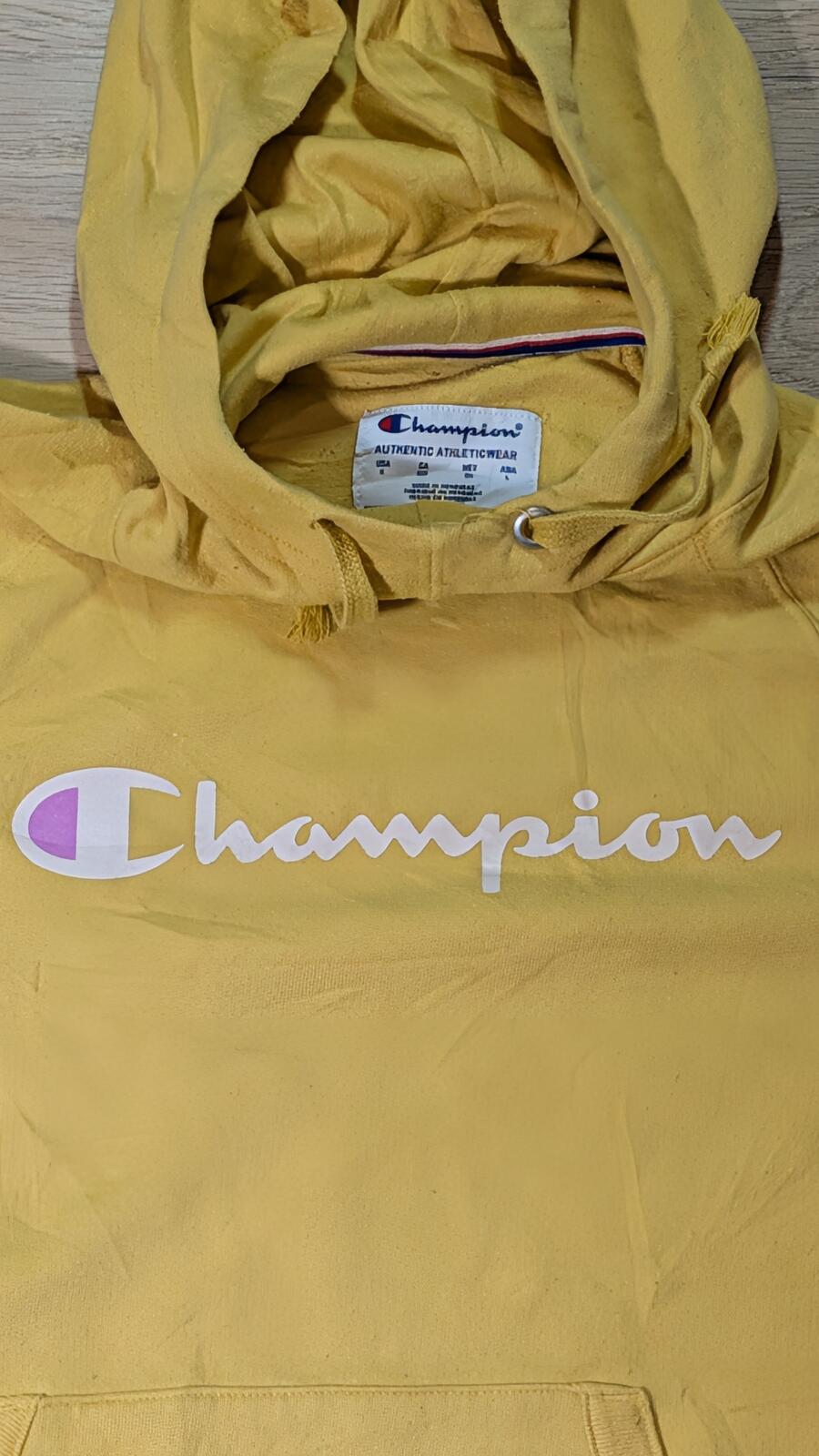 Champion Women's Hoodie Sweatshirt - Yellow - Size Small