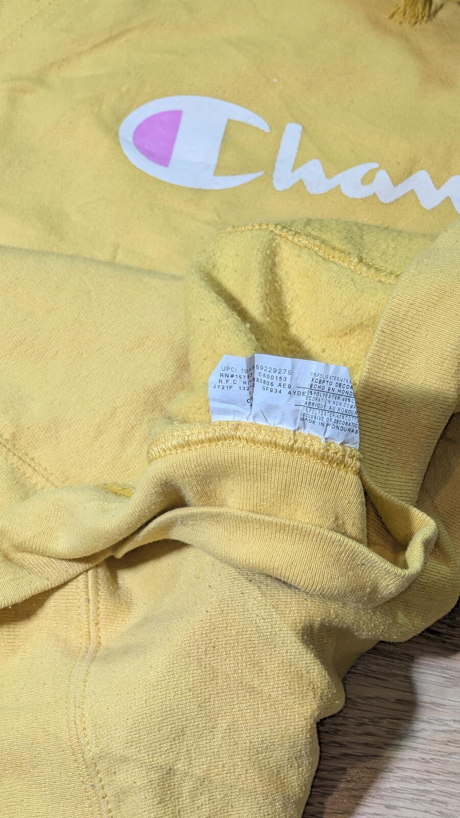 Champion Women's Hoodie Sweatshirt - Yellow - Size Small