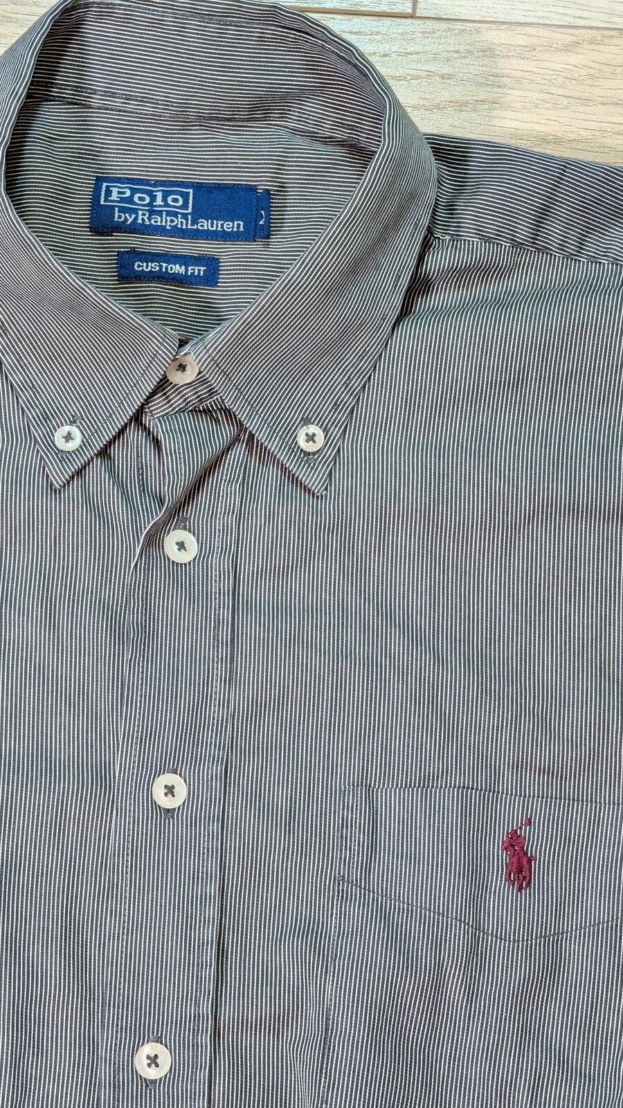 Ralph Lauren Men's Custom Fit Striped Shirt - Black - Size XL