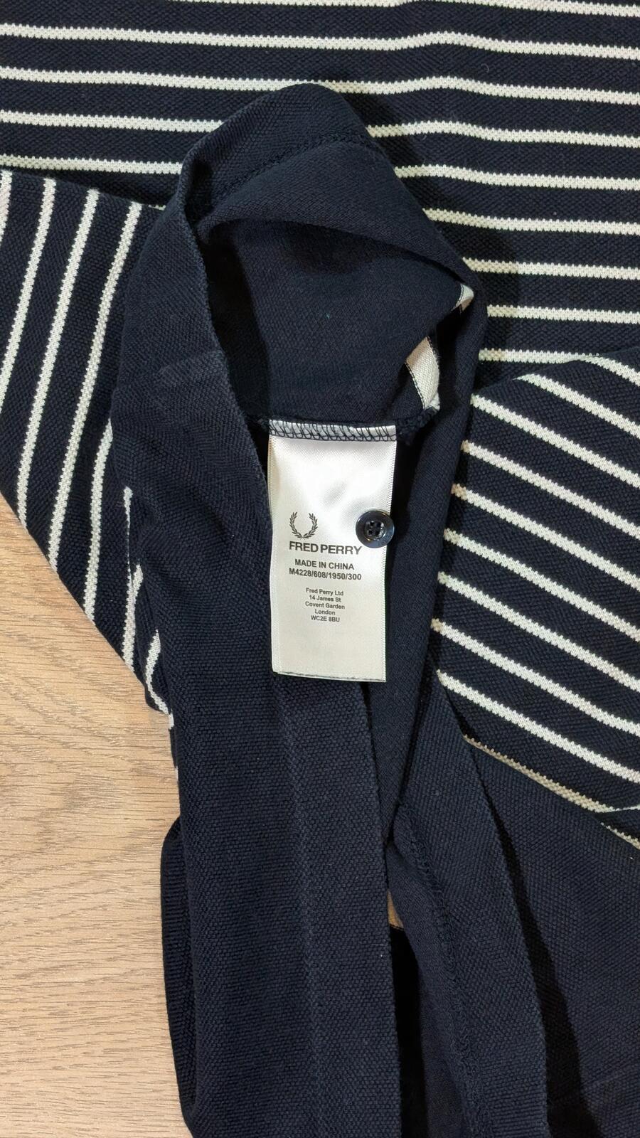 Fred Perry Men's Slim Fit Striped Polo T Shirt - Navy - Size Small