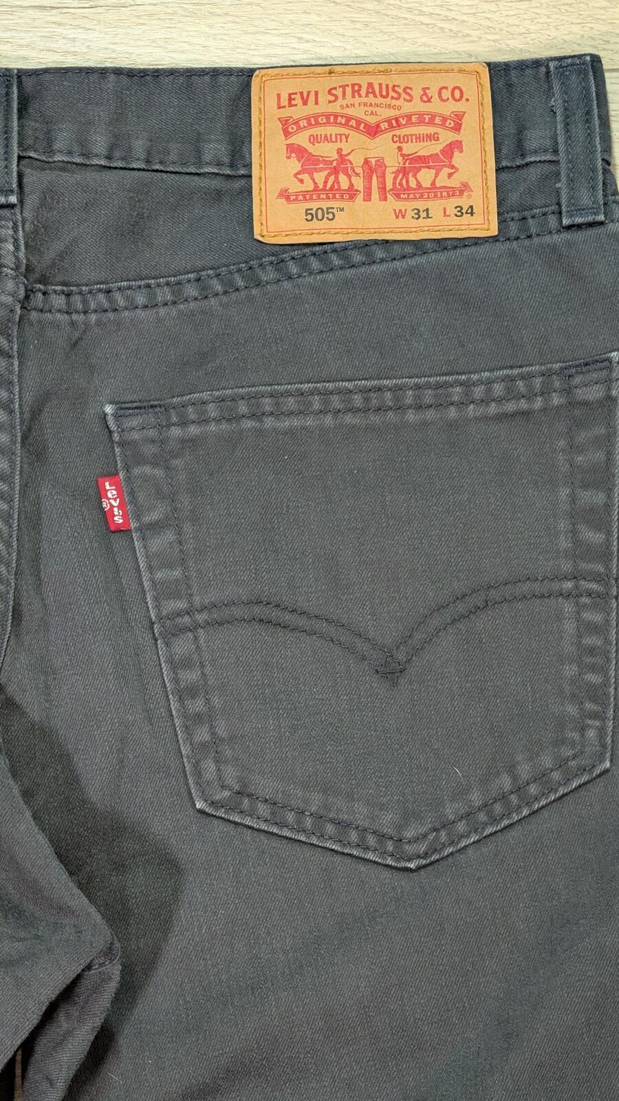 Levi's Men's 505 Regular Fit Jeans - Grey - Size 31W 34L