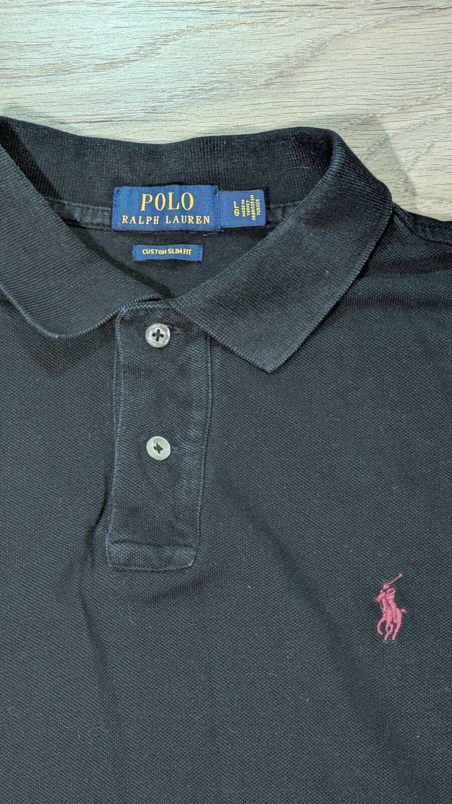 Ralph Lauren Men's Custom Slim Fit Polo T Shirt - Black - Size Large