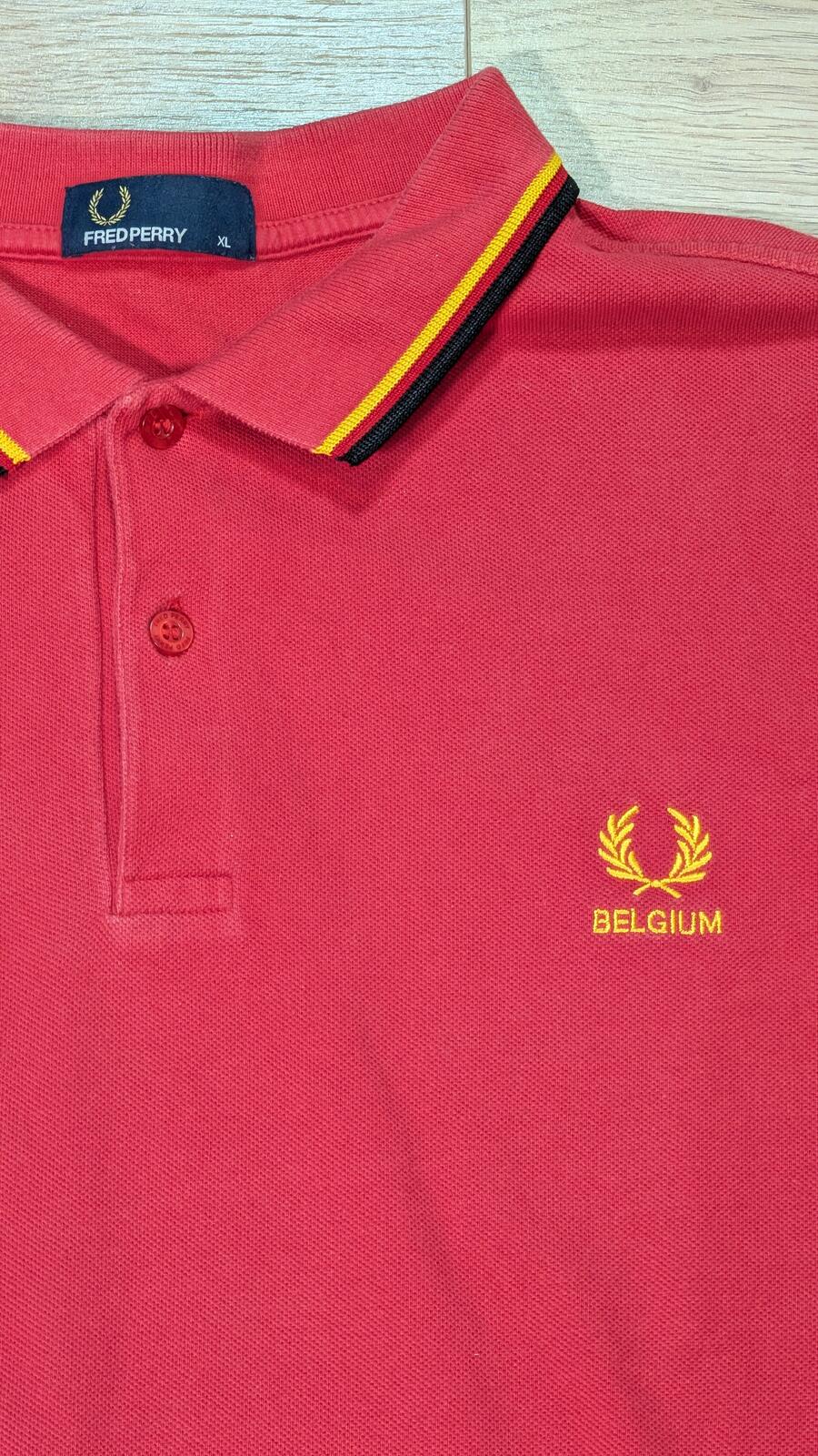 Fred Perry Men's Belgium Polo T Shirt - Red - Size XL