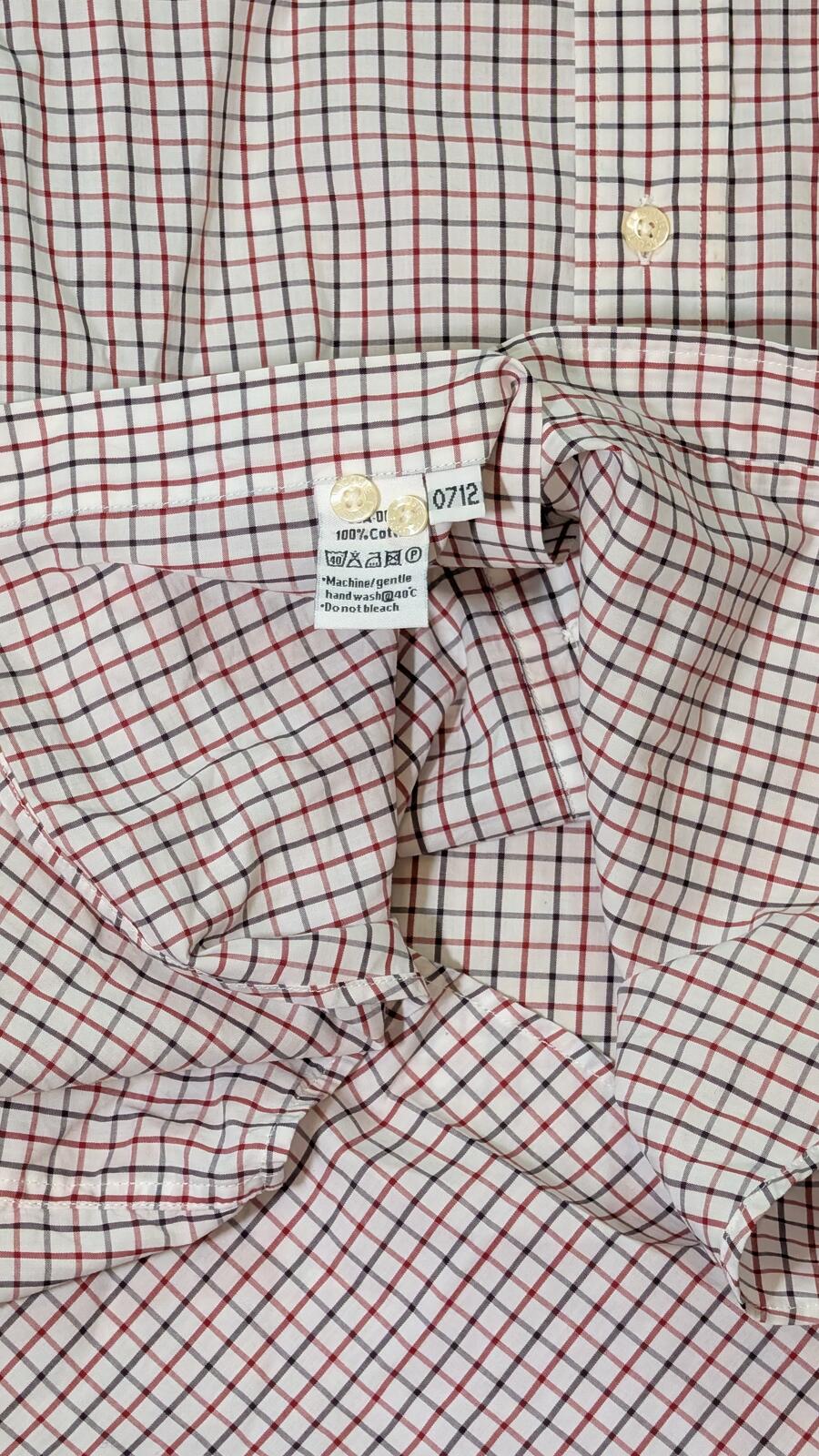 Lacoste Men's Regular Fit Check Shirt - Red - Size 40 / Medium