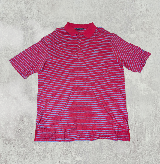 Ralph Lauren Men's Polo Golf Polo T Shirt - Red & Blue - Size XL