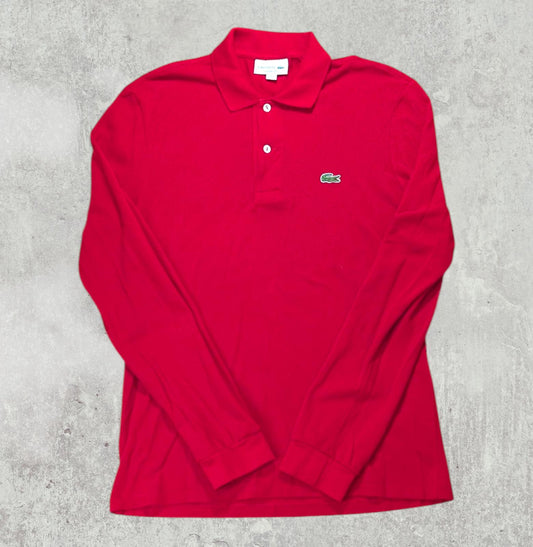 Lacoste Men's Classic Fit Long Sleeved Polo T Shirt - Red - Size 3 / Small