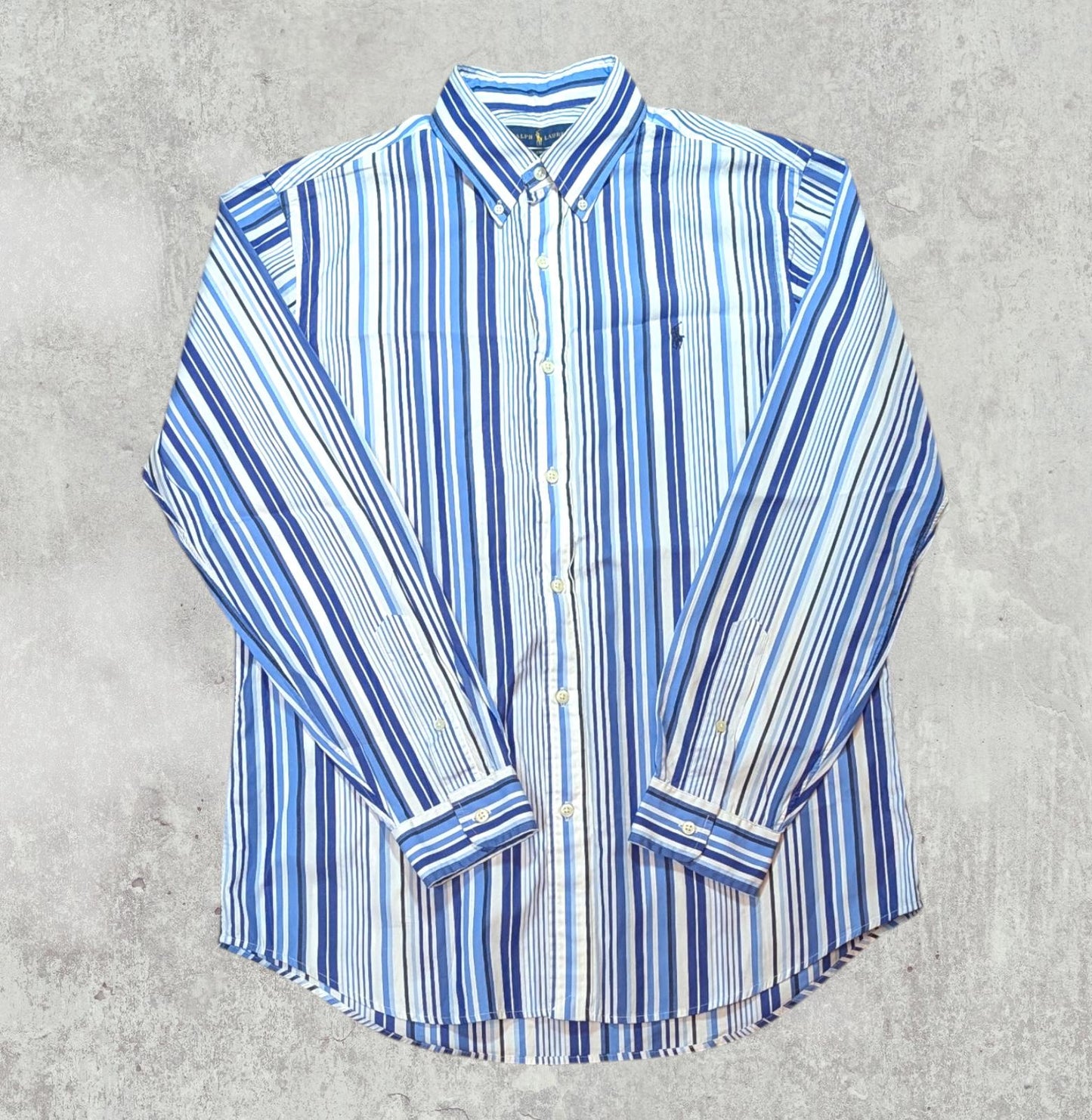 Ralph Lauren Men's Custom Fit Striped Shirt - Blue - Size Large