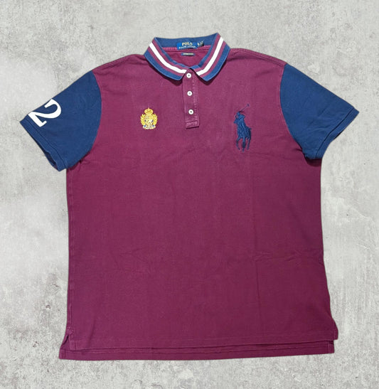 Ralph Lauren Men's Custom Slim Fit Big Pony Polo T Shirt - Burgundy - Size XL