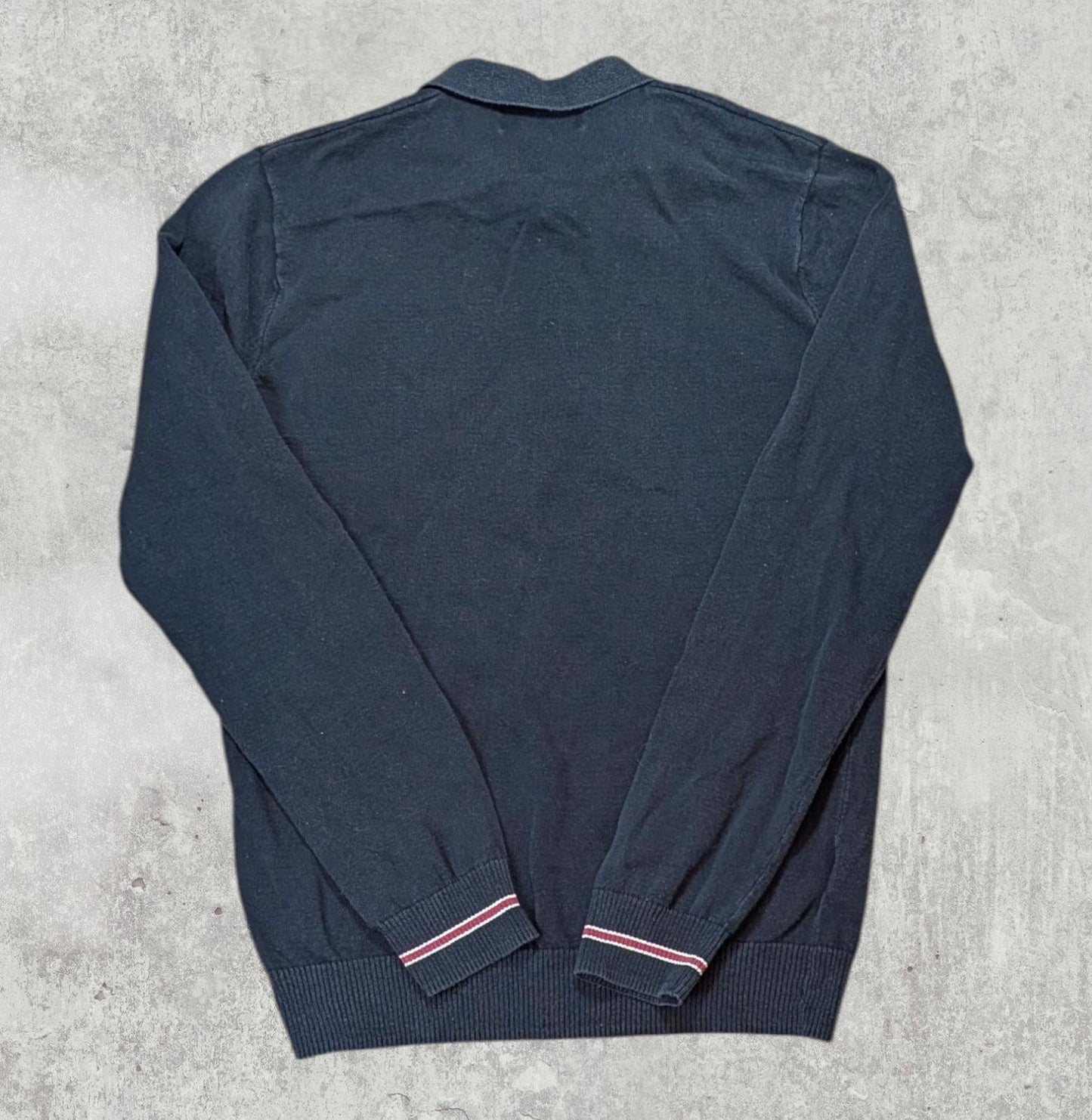 Fred Perry Men's Long Sleeved Polo T Shirt - Navy - Size Small