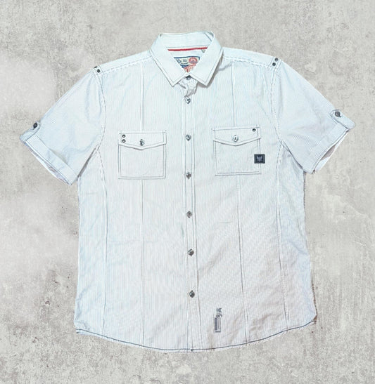 Lee Cooper Men's Striped Shirt - White - Size Large