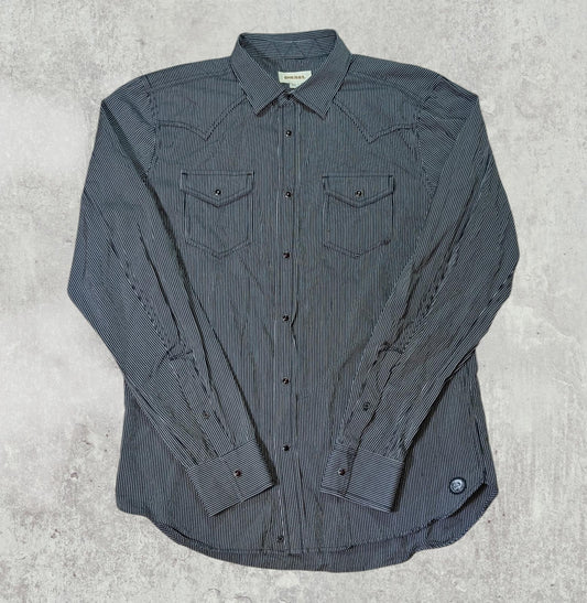 Diesel Men's Cowboy Striped Shirt - Black - Size Large