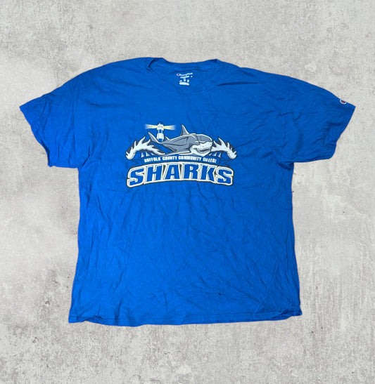 Champion Men's Sharks T Shirt - Blue - Size XL