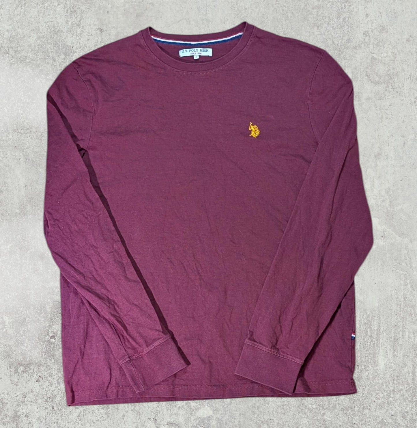 U.S Polo Assn Men's Thin Sweatshirt Jumper - Burgundy - Size Medium