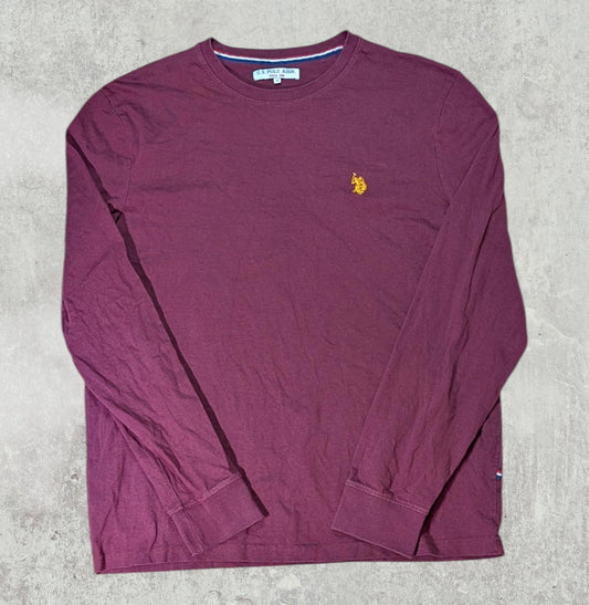 U.S Polo Assn Men's Thin Sweatshirt Jumper - Burgundy - Size Medium