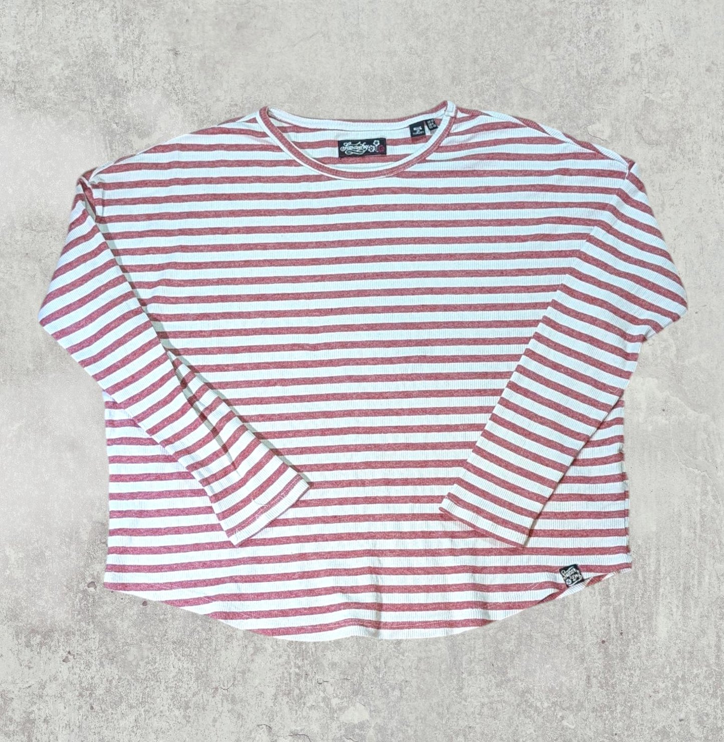 Superdry Women's Striped T Shirt - Red - Size 12