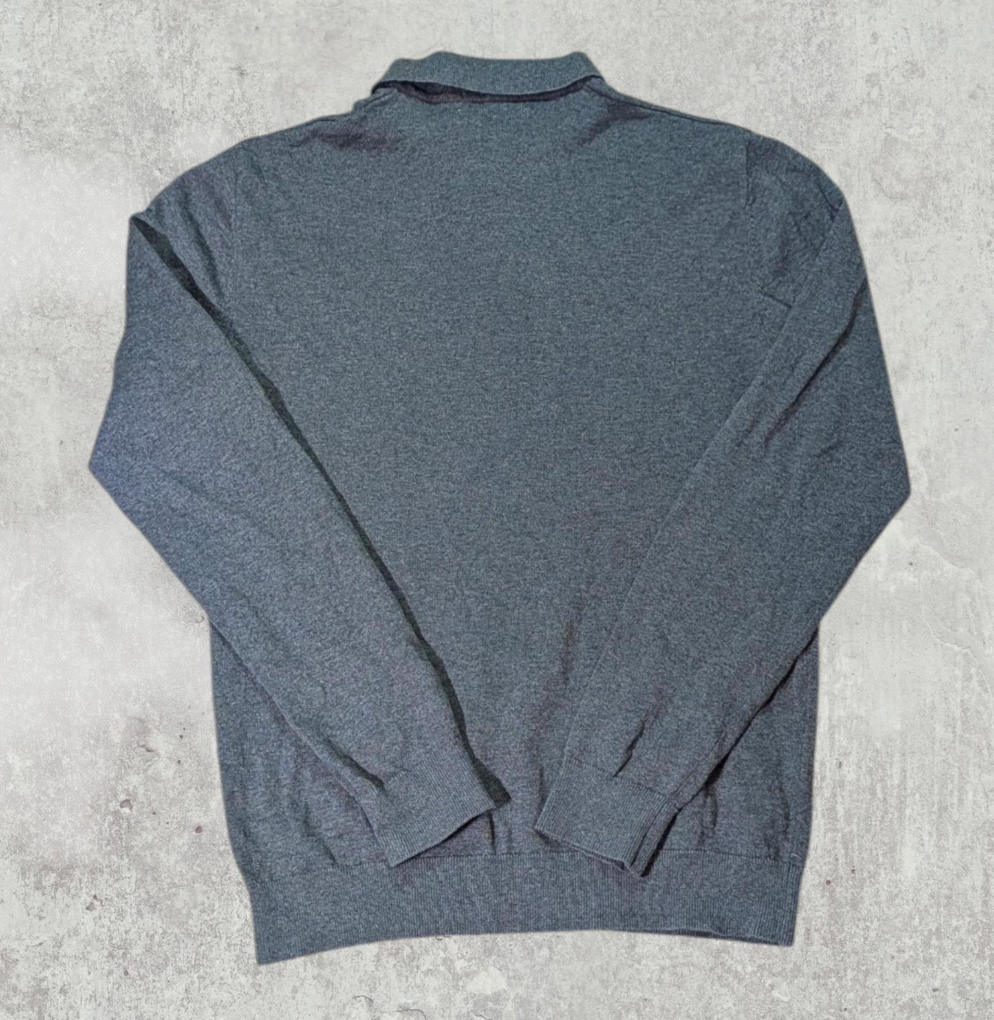 U.S Polo Assn Men's Knit Long Sleeved Polo T Shirt - Grey - Size Medium