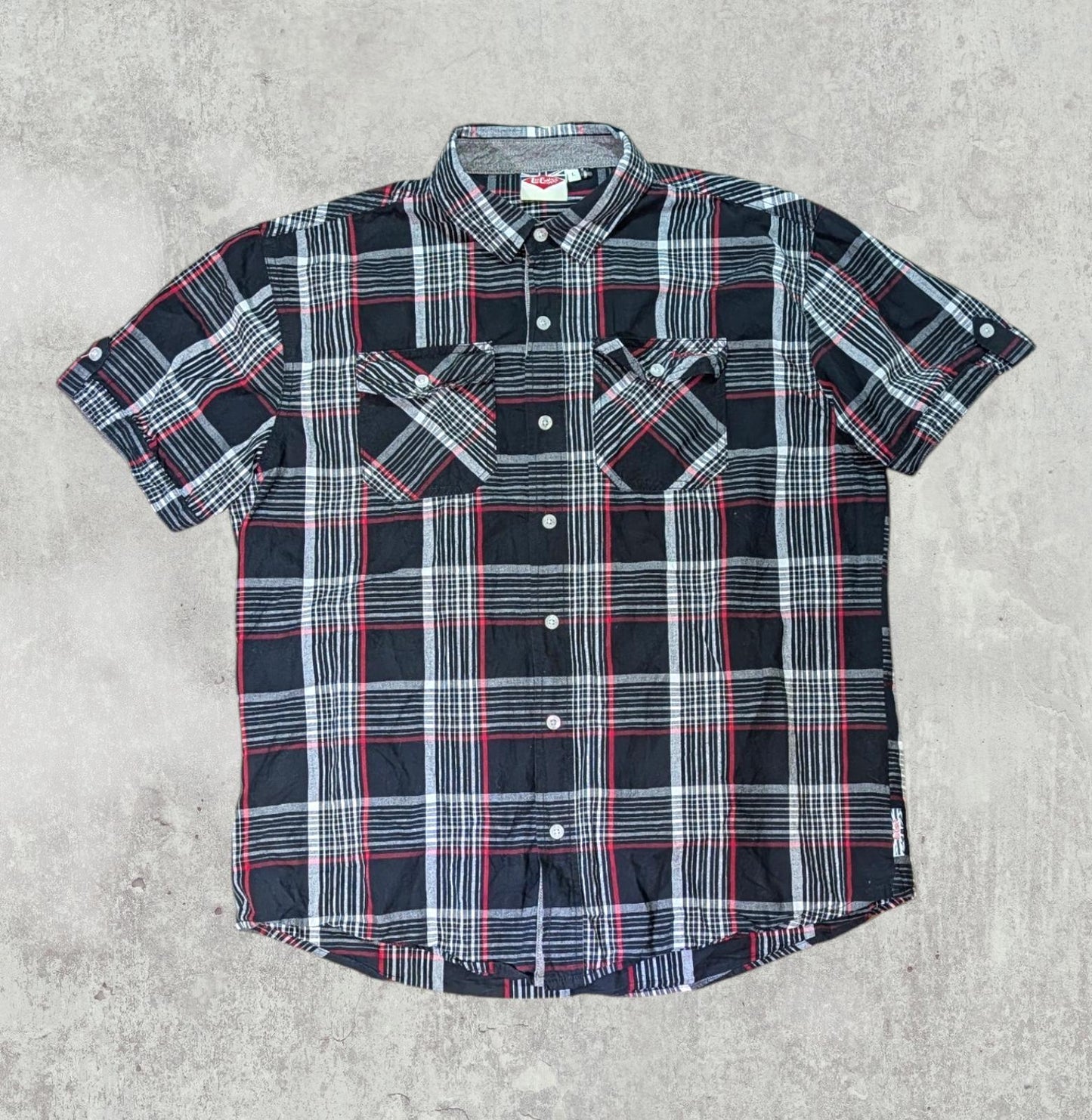 Lee Cooper Men's Check Shirt - Black - Size Large