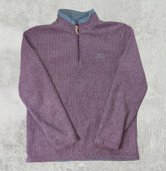 Weird Fish Men's 1/4 Zip Jumper - Burgundy - Size Small