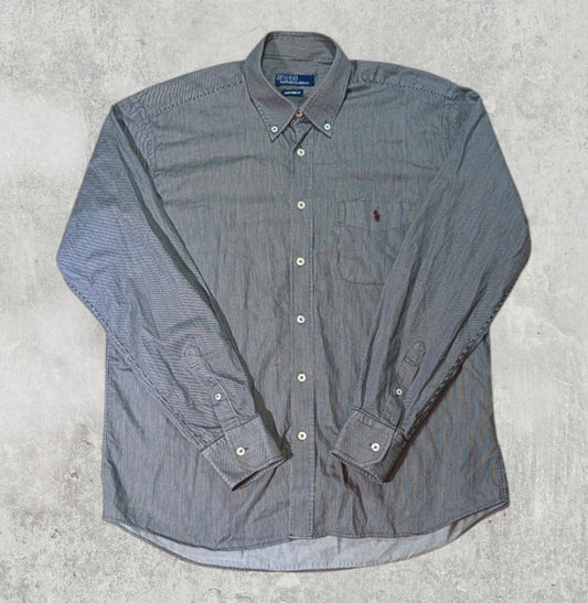 Ralph Lauren Men's Custom Fit Striped Shirt - Black - Size XL