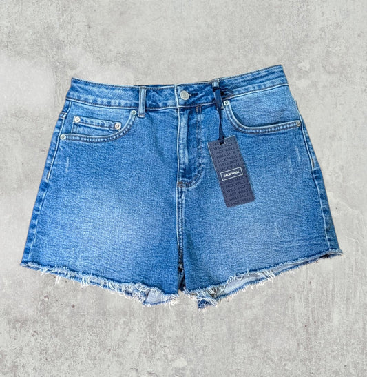 Jack Wills Women's High Rise Jeans Shorts - Blue - Size 28W 4L