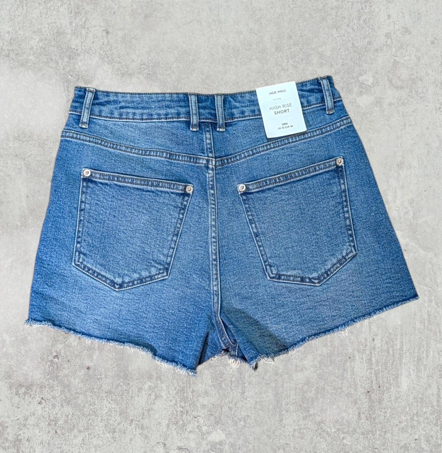 Jack Wills Women's High Rise Jeans Shorts - Blue - Size 28W 4L