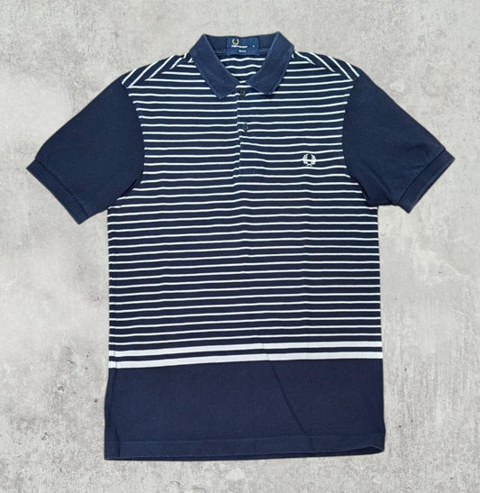 Fred Perry Men's Slim Fit Striped Polo T Shirt - Navy - Size Small