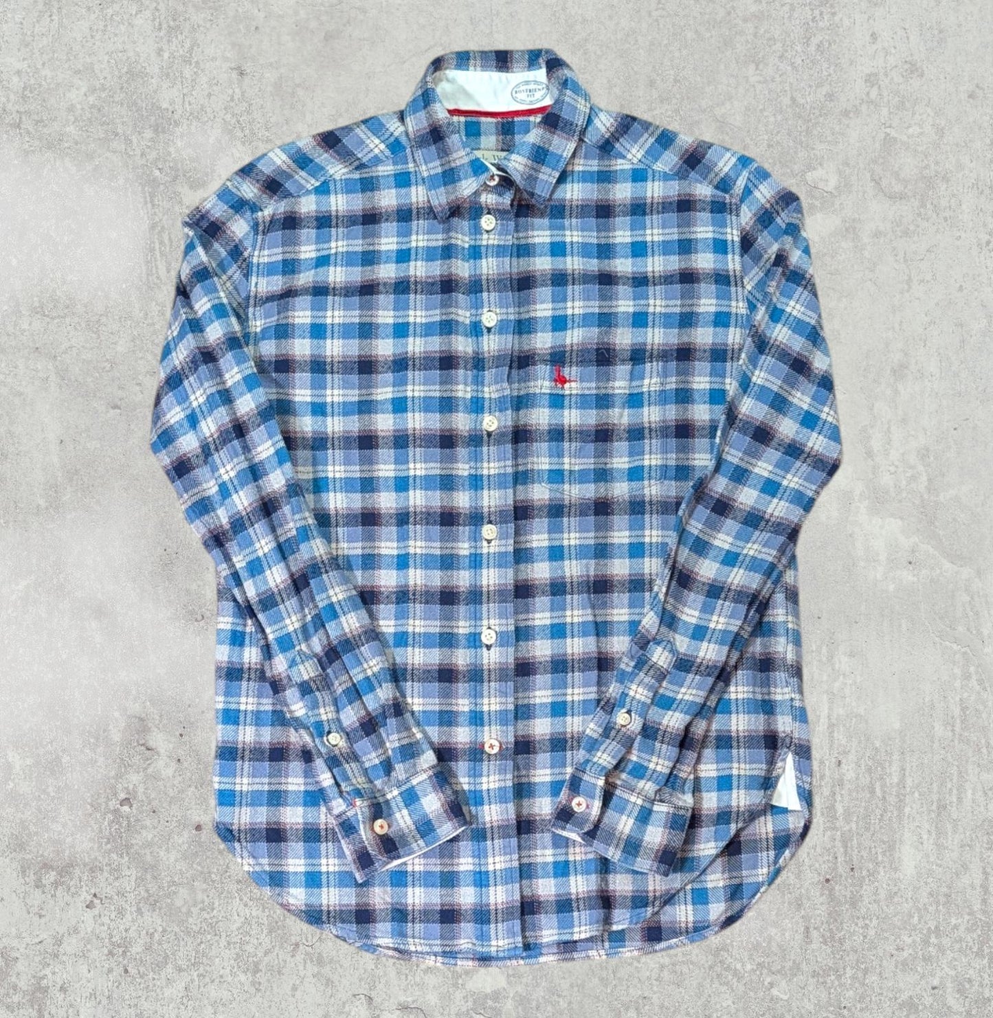Jack Wills Women's Boyfriend Fit Check Shirt - Blue - Size 8