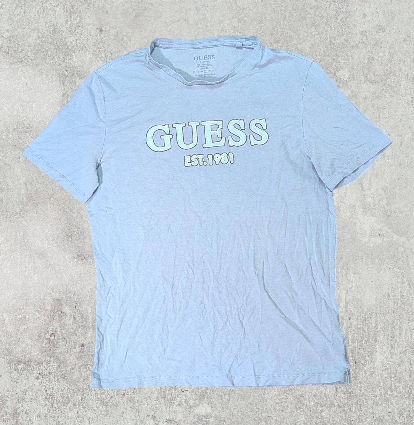 Guess Men's Slim Fit T Shirt - Blue - Size Large