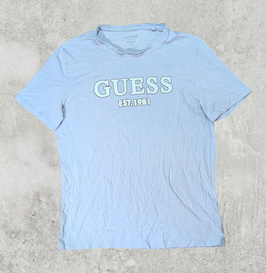 Guess Men's Slim Fit T Shirt - Blue - Size Large