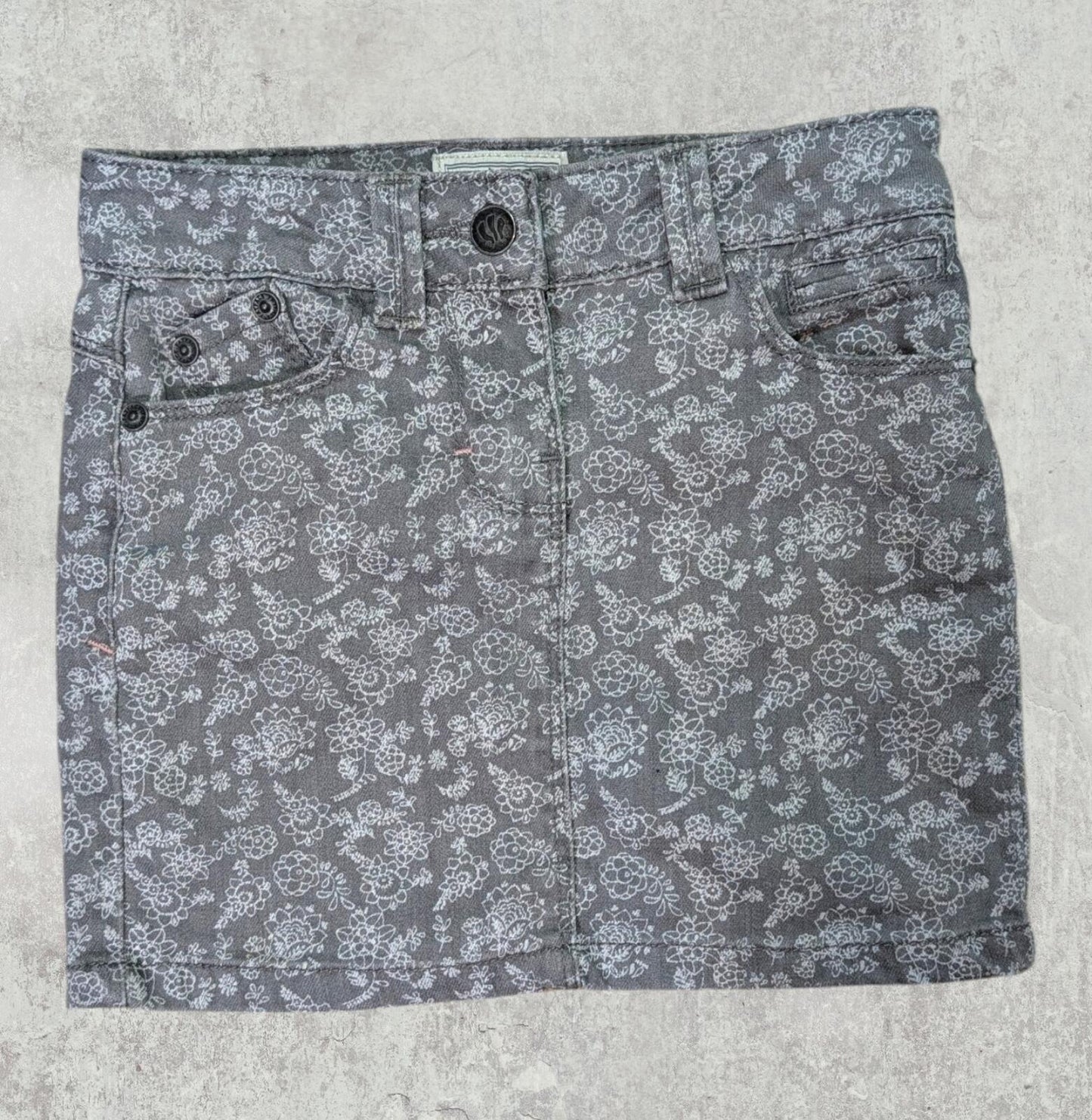 FatFace Girl's Floral Skirt - Grey - Size 4-5 Years