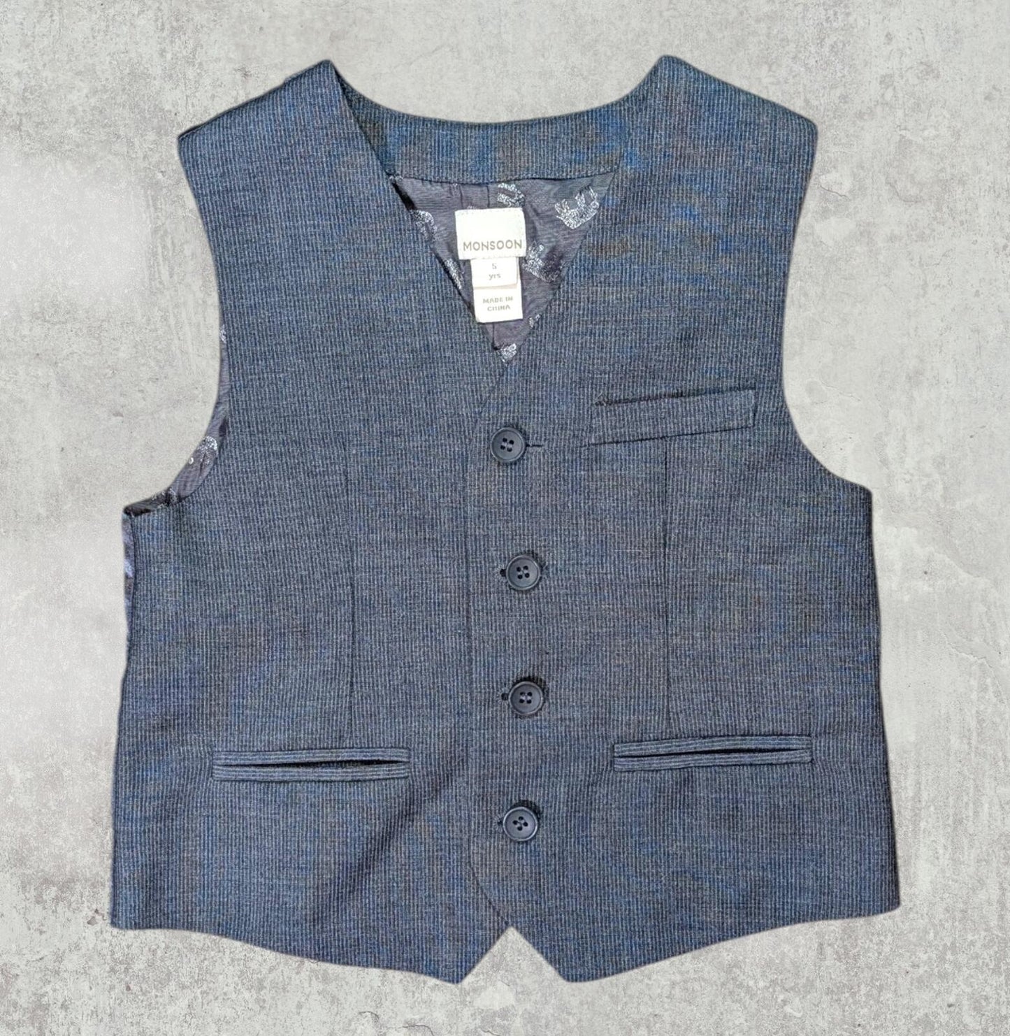 Monsoon Boy's Waistcoat - Grey - Size 5 Years