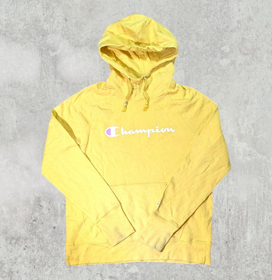 Champion Women's Hoodie Sweatshirt - Yellow - Size Small