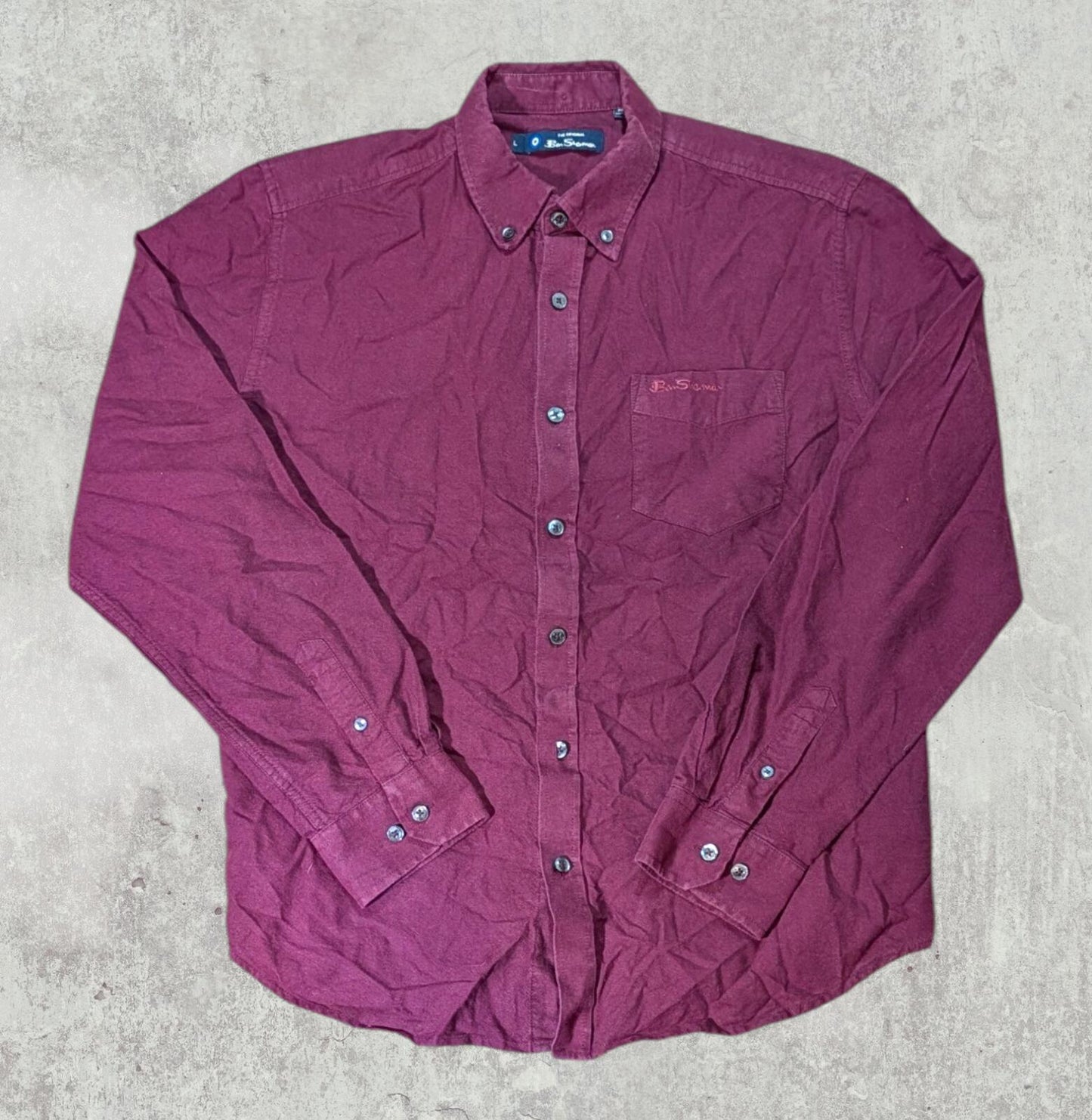 Ben Sherman Men's Shirt - Burgundy - Size Large