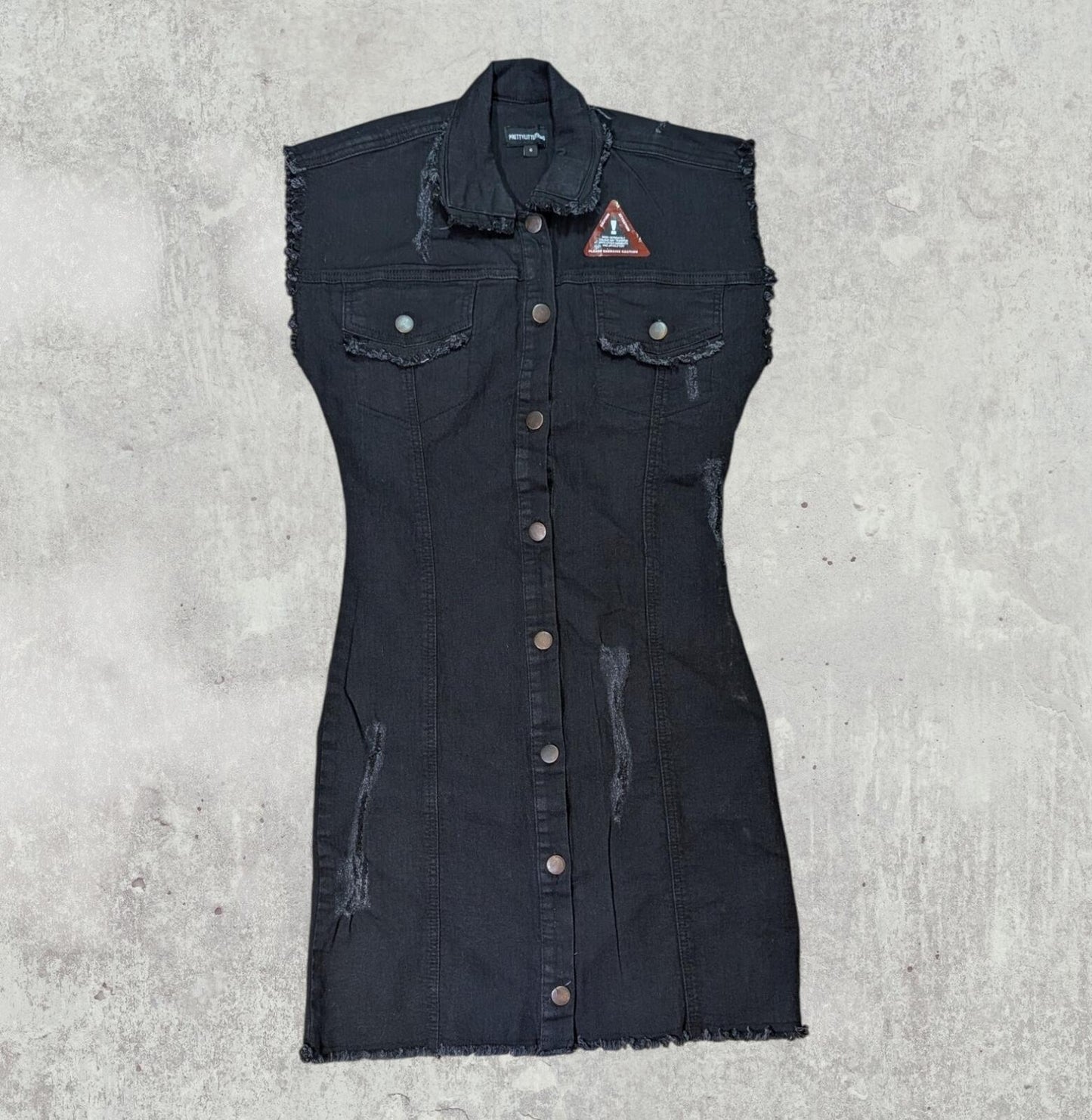 Pretty Little Thing Women's Denim Dress - Black - Size 6
