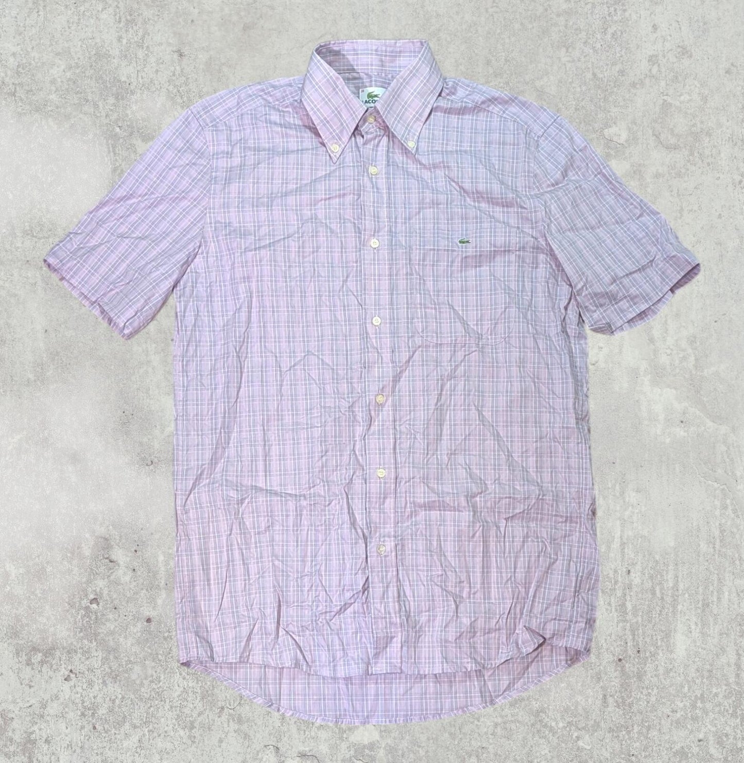 Lacoste Men's Check Shirt - Pink - Size 39 / Medium