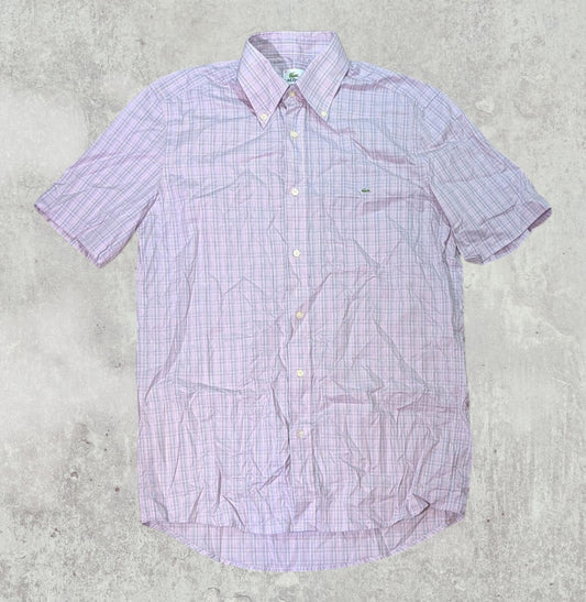 Lacoste Men's Check Shirt - Pink - Size 39 / Medium
