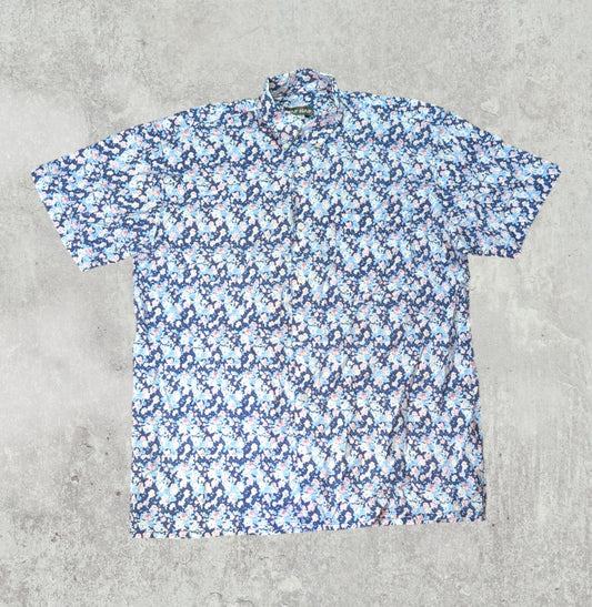 NAF NAF Men's Floral Shirt - Blue - Size Large