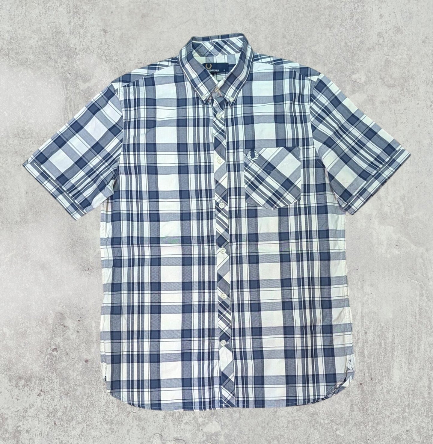 Fred Perry Men's Check Shirt - Navy - Size Medium