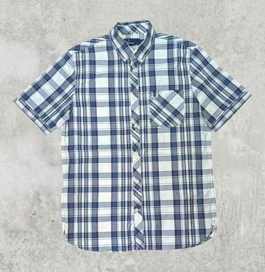 Fred Perry Men's Check Shirt - Navy - Size Medium