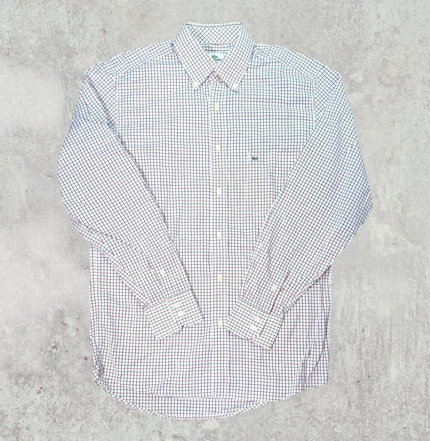 Lacoste Men's Regular Fit Check Shirt - Red - Size 40 / Medium