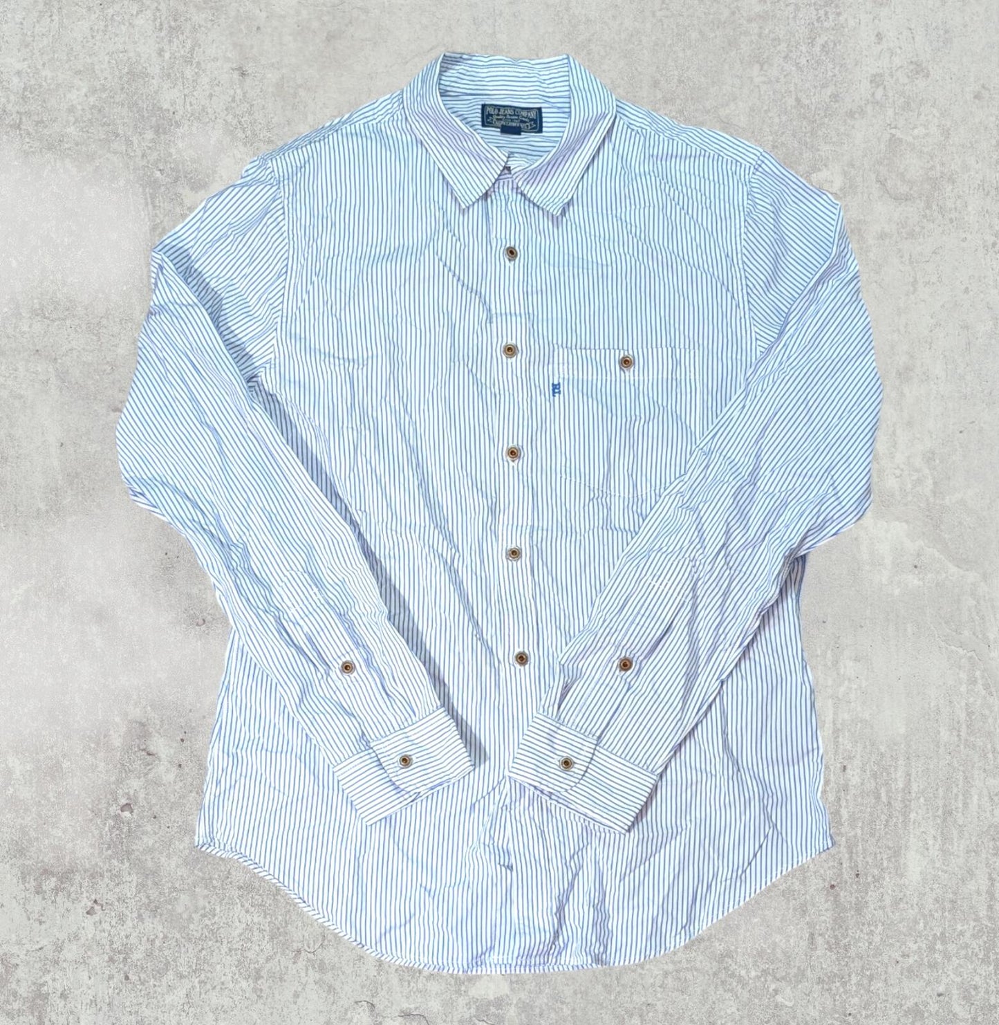 Ralph Lauren Men's Striped Shirt - Blue - Size Medium