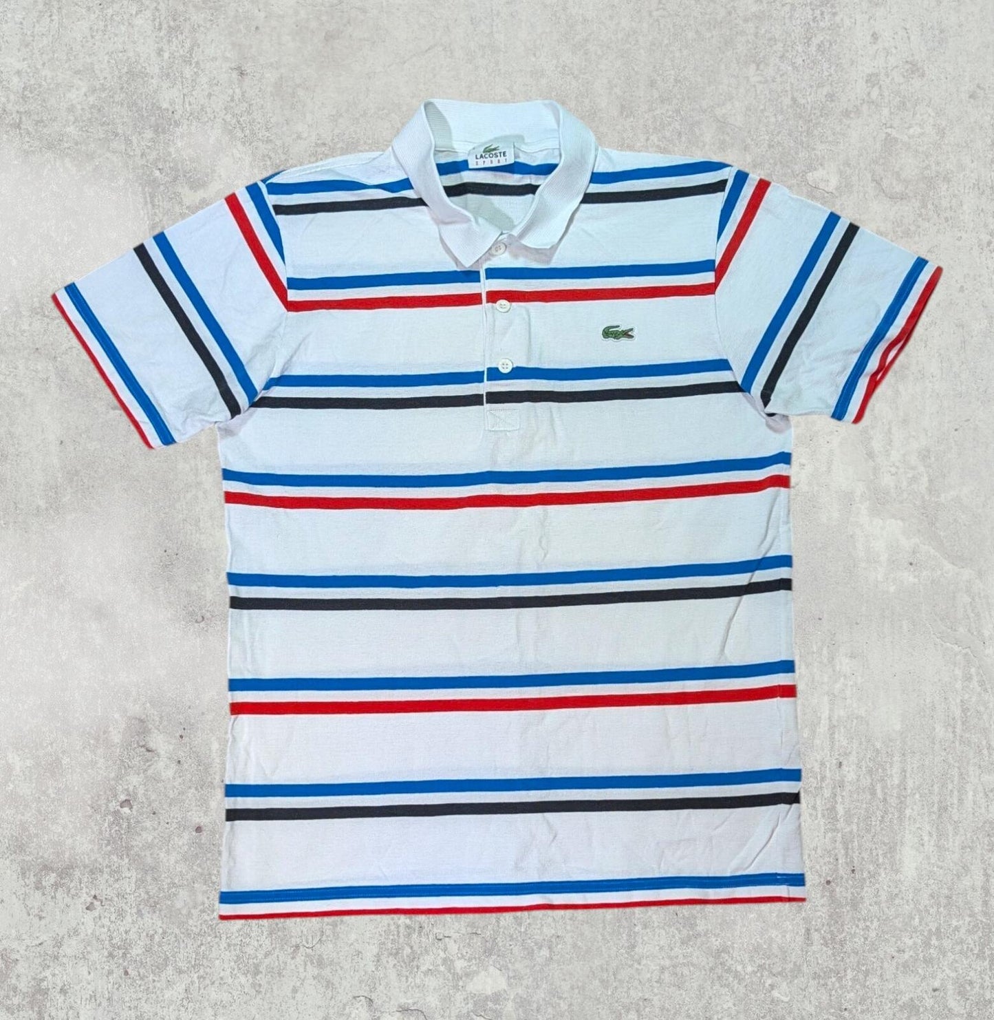Lacoste Men's Striped Polo T Shirt - White - Size 4 / Medium