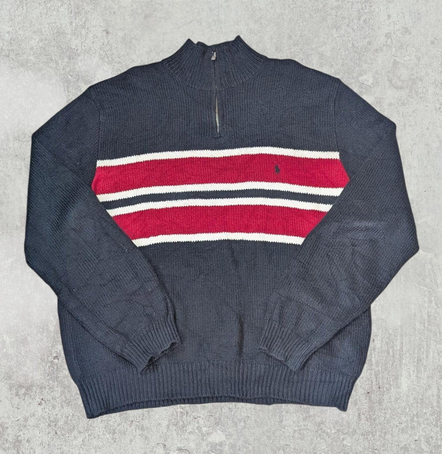 Ralph Lauren Men's Knitted 1/4 Zip Jumper - Black - Size XL