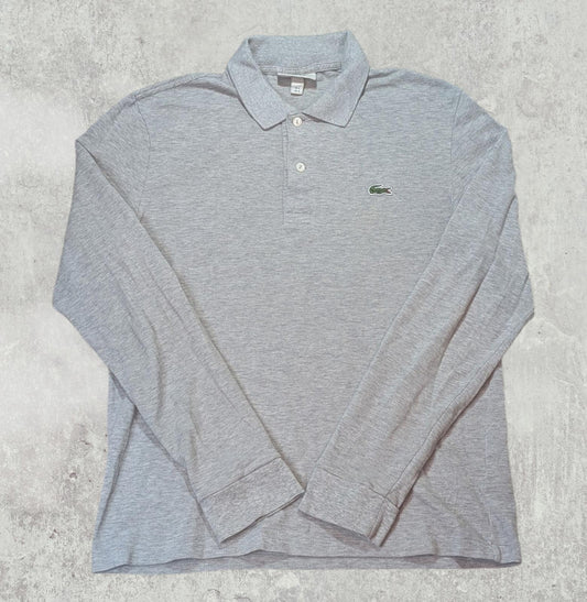 Lacoste Men's Classic Fit Long Sleeved Polo T Shirt - Grey - Size 3 / Small