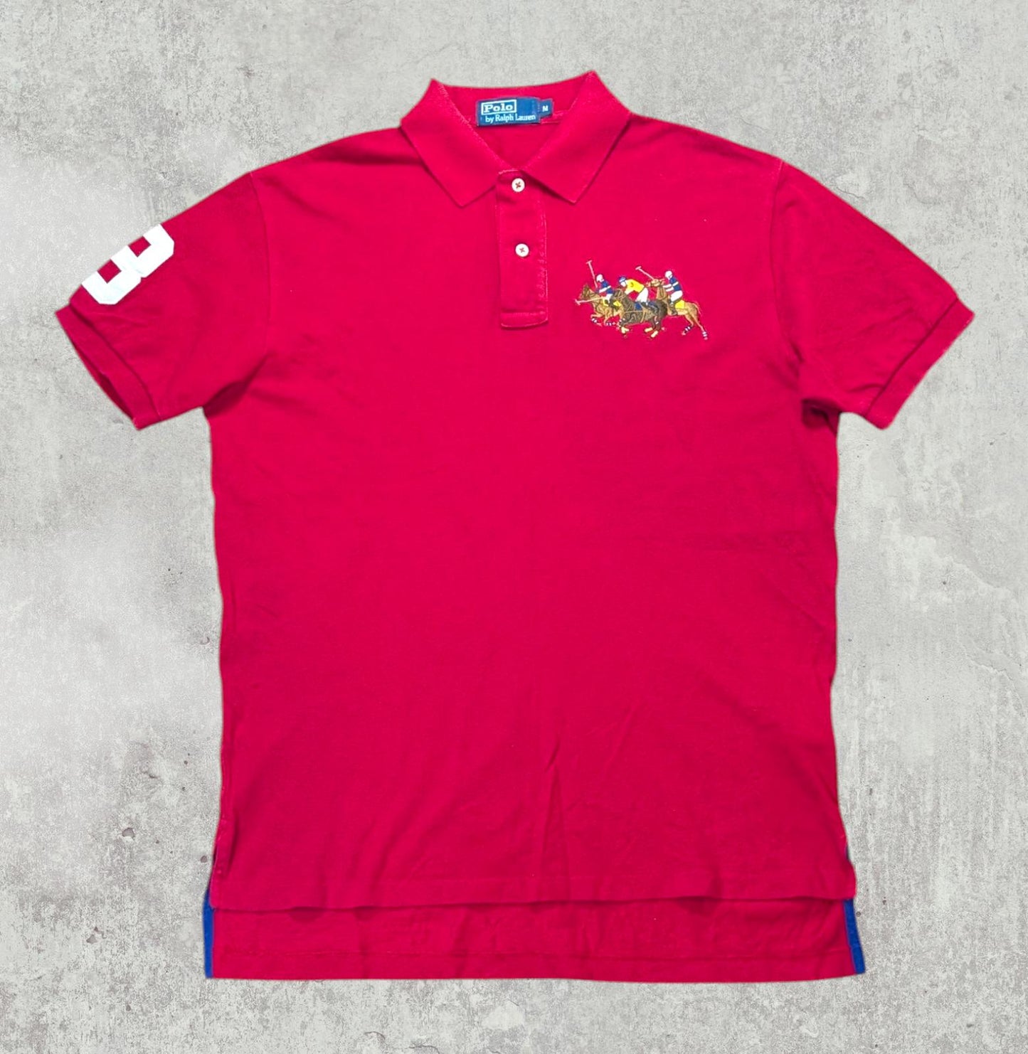 Ralph Lauren Men's Triple Pony Polo T Shirt - Red - Size Medium