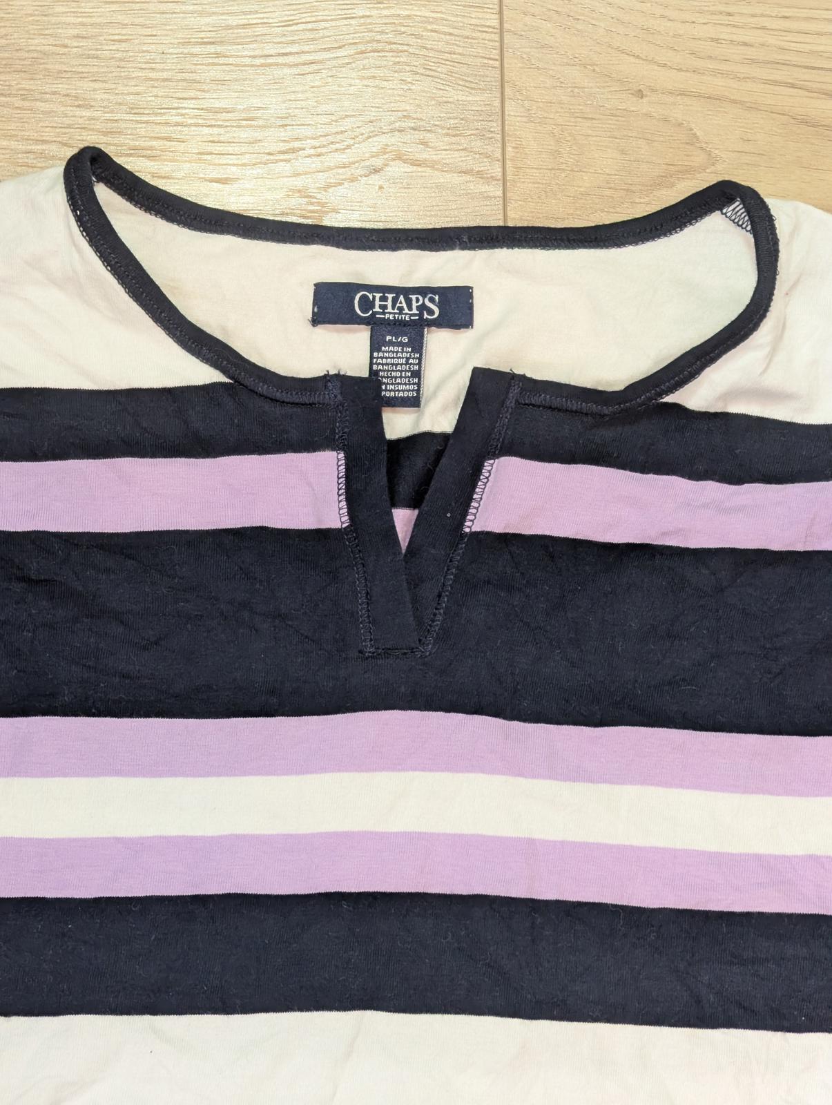 Chaps Women's Striped T Shirt - White - Size Large